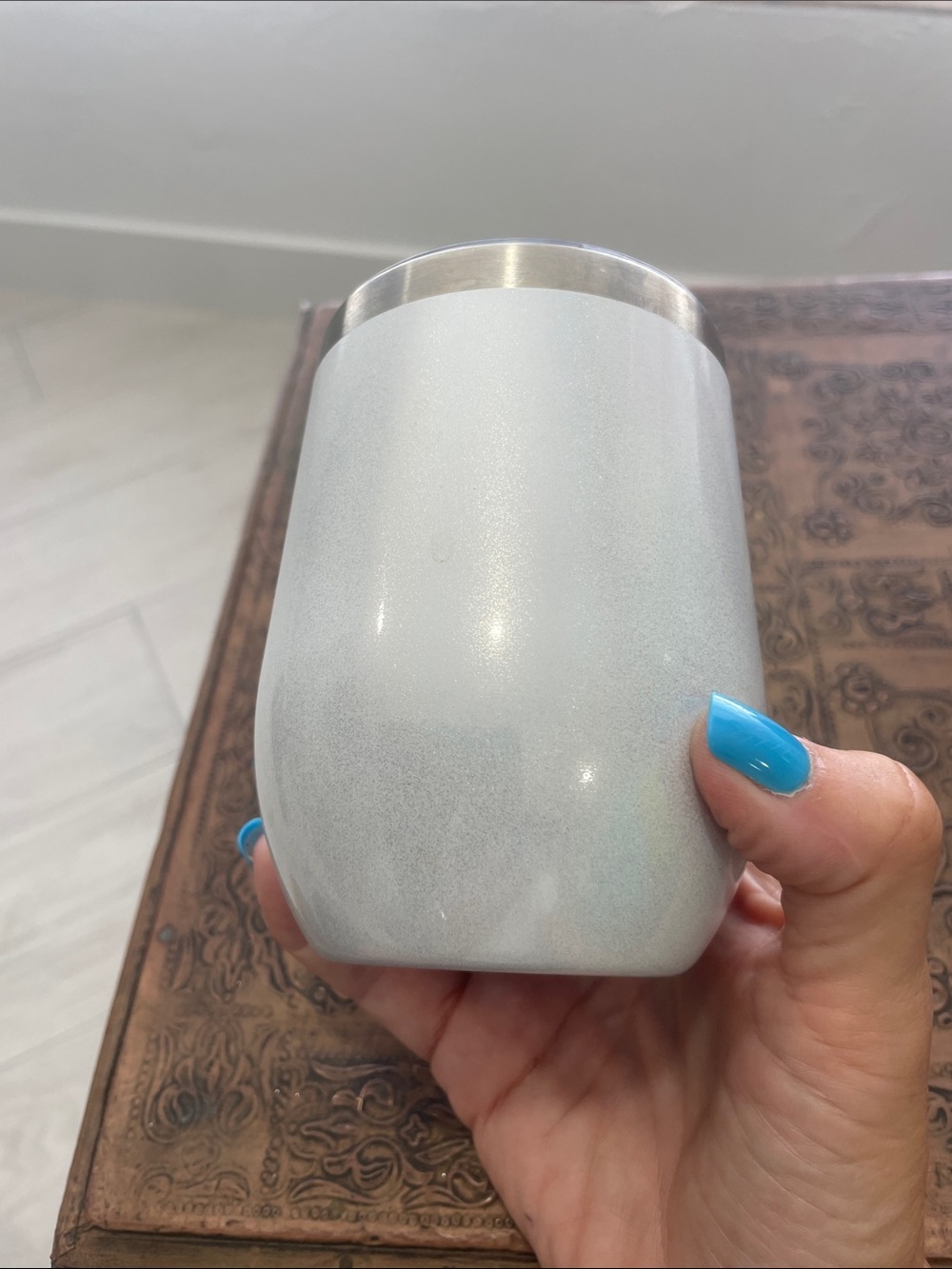 Silver Travel Wine Tumbler - "Best Catch of His Life" - Picture 3 of 5